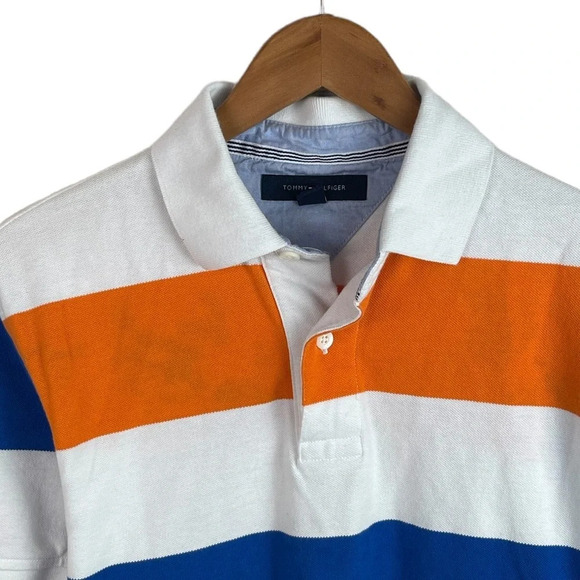 PO465 Mens Tommy Hilfiger Designer Color Block Preppy Polo Shirt M - Picture 3 of 5
